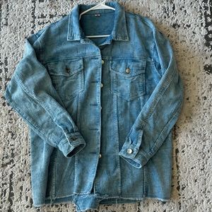 VICHYIE Womens Corduroy Shacket in Light Blue Size Medium